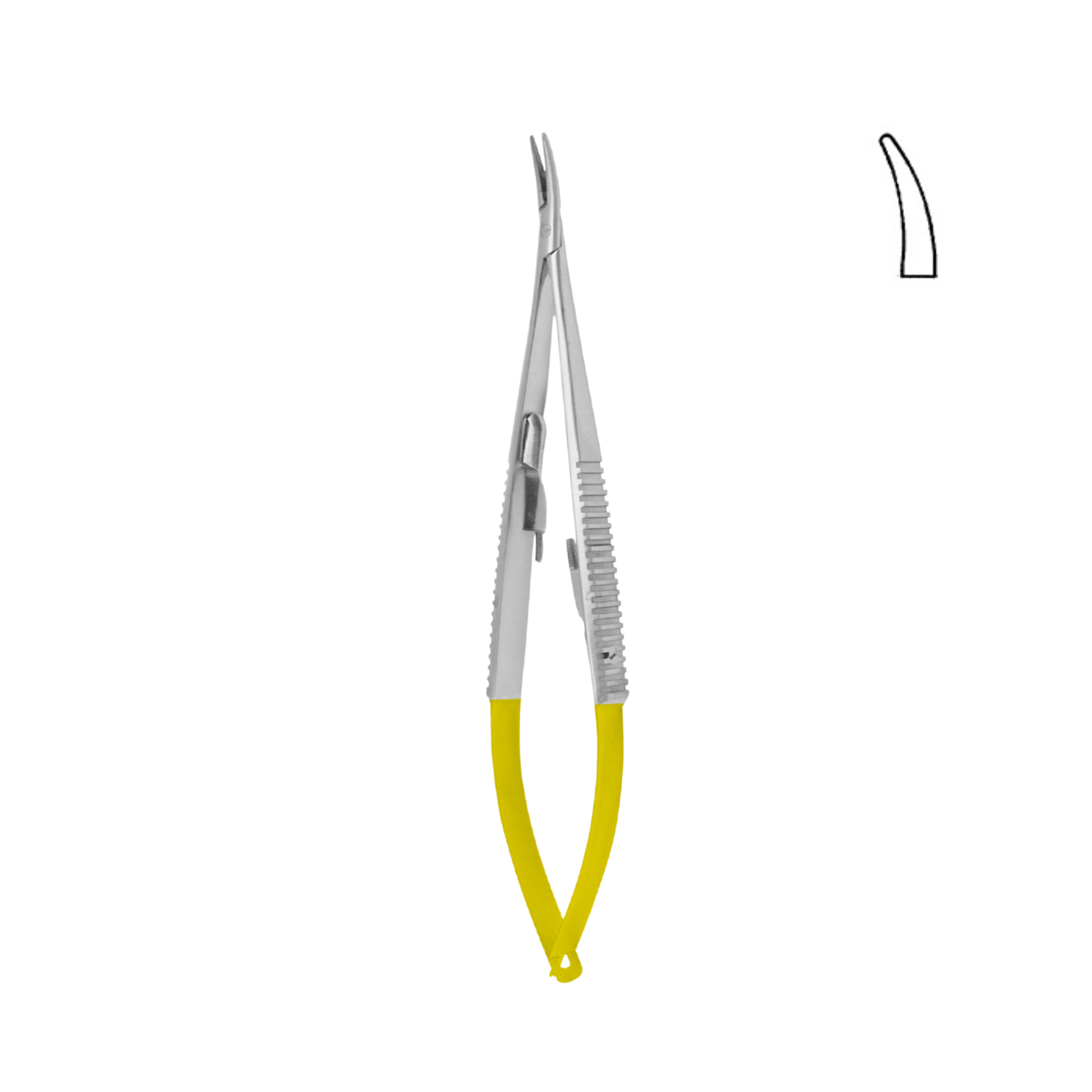 Castroviejo Needle Holder, Fine, With Lock, Curved, Tungsten Carbide, 18.0 cm (17-011-18TC)