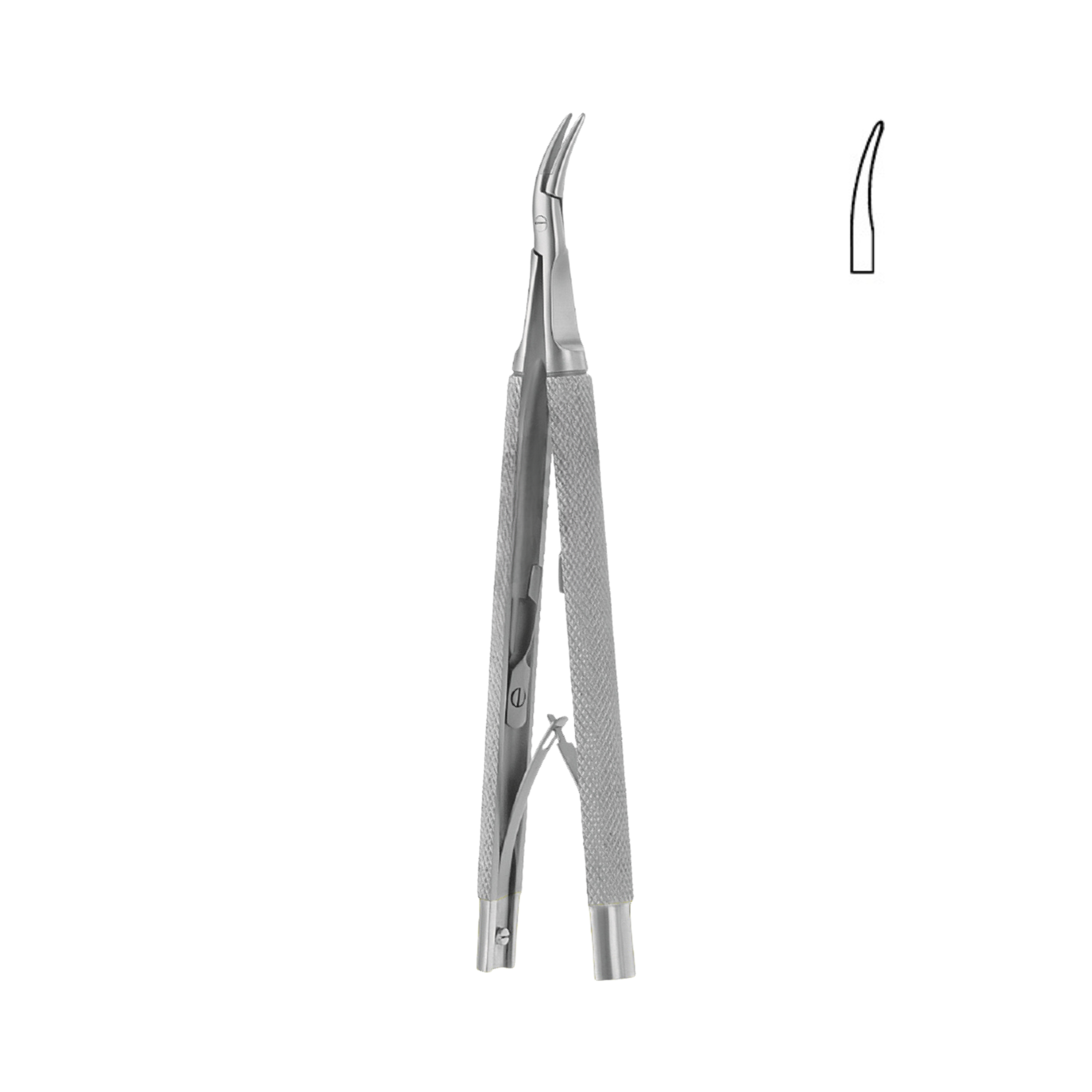 Castroviejo Needle Holder, With Lock, Curved, 13.0 cm (17-071-13)