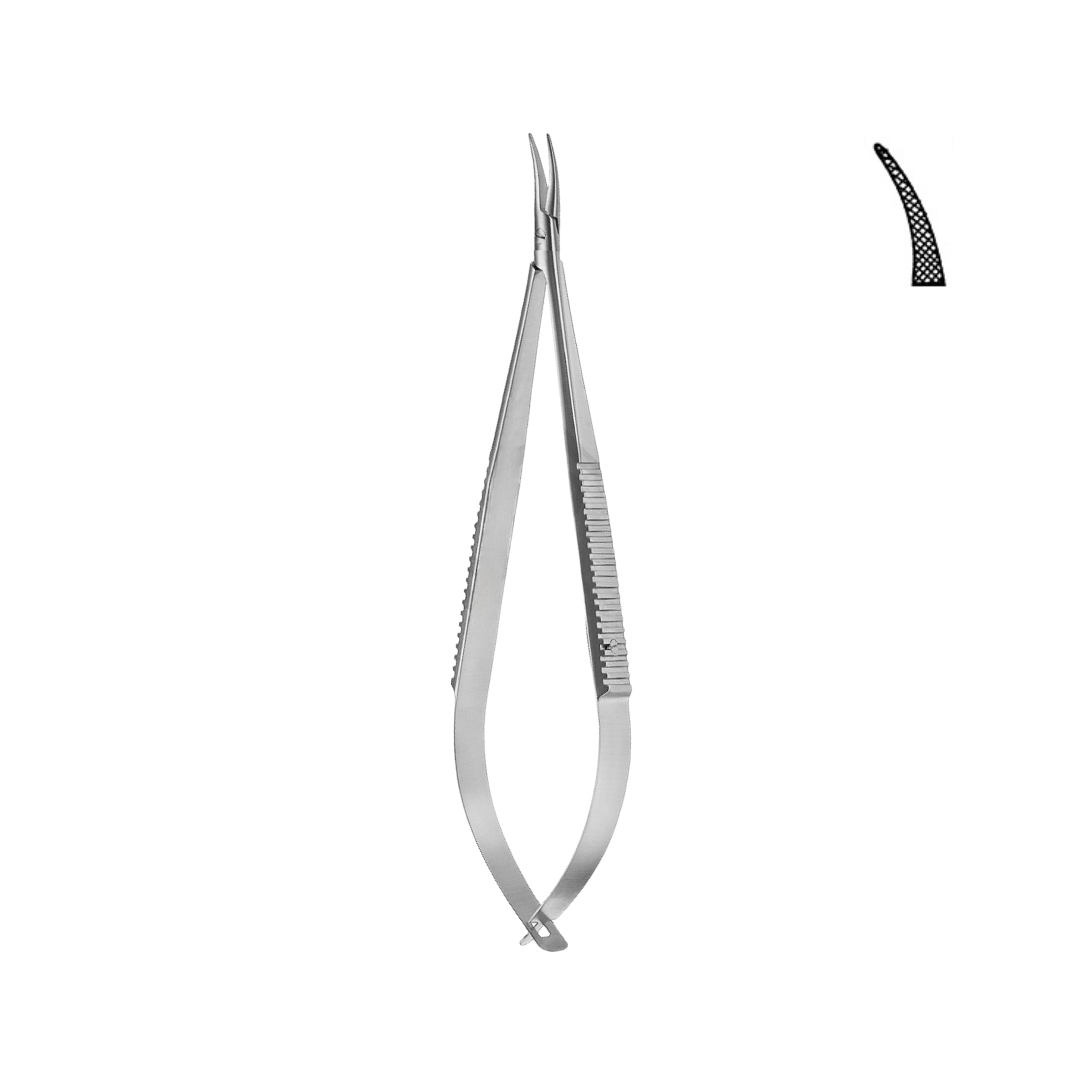Castroviejo Needle Holder, Without Lock, Serrated, Curved, 14.0 cm (17-021-14)