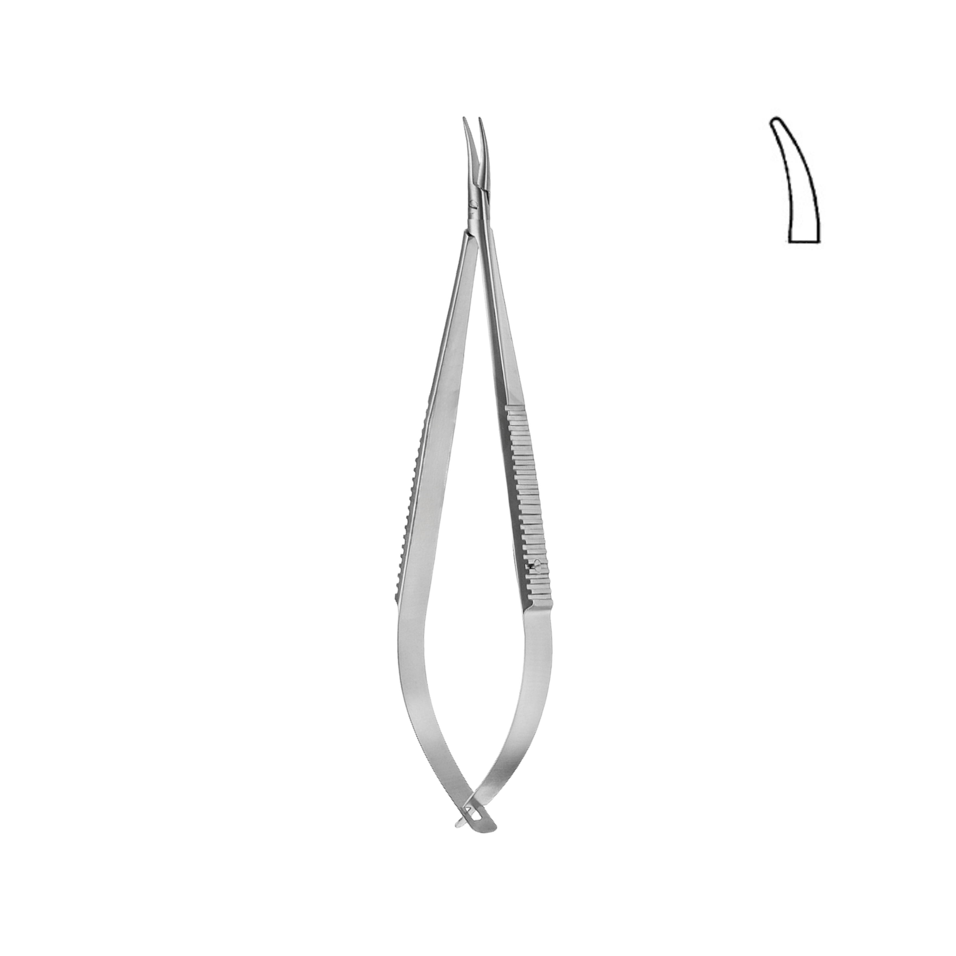 Castroviejo Needle Holder, Without Lock, Fine, Curved, 14.0 cm (17-023-14)