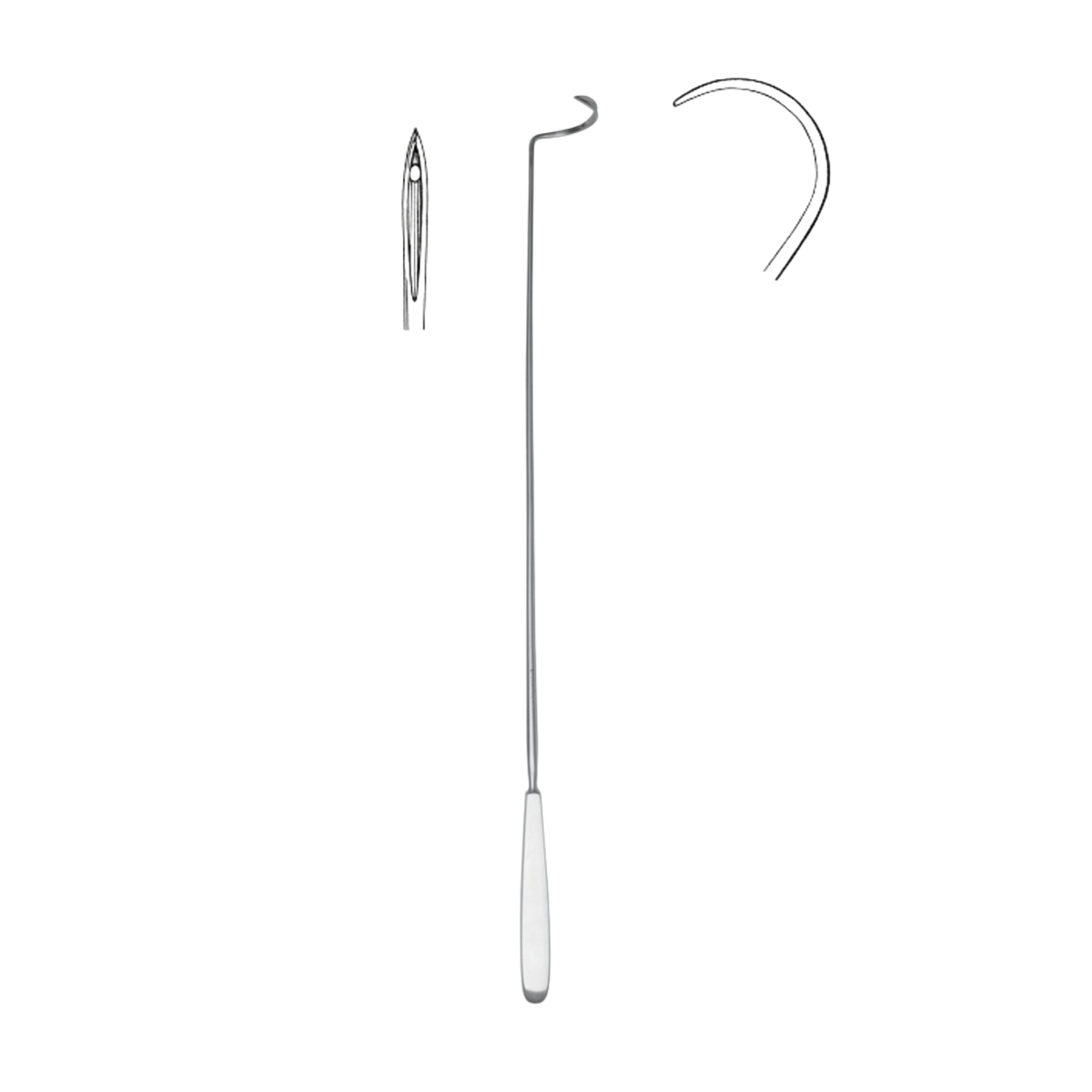 Deschamps Ligature Needle, Left Hand, Sharp, 45.0 cm (32-020-45LS)