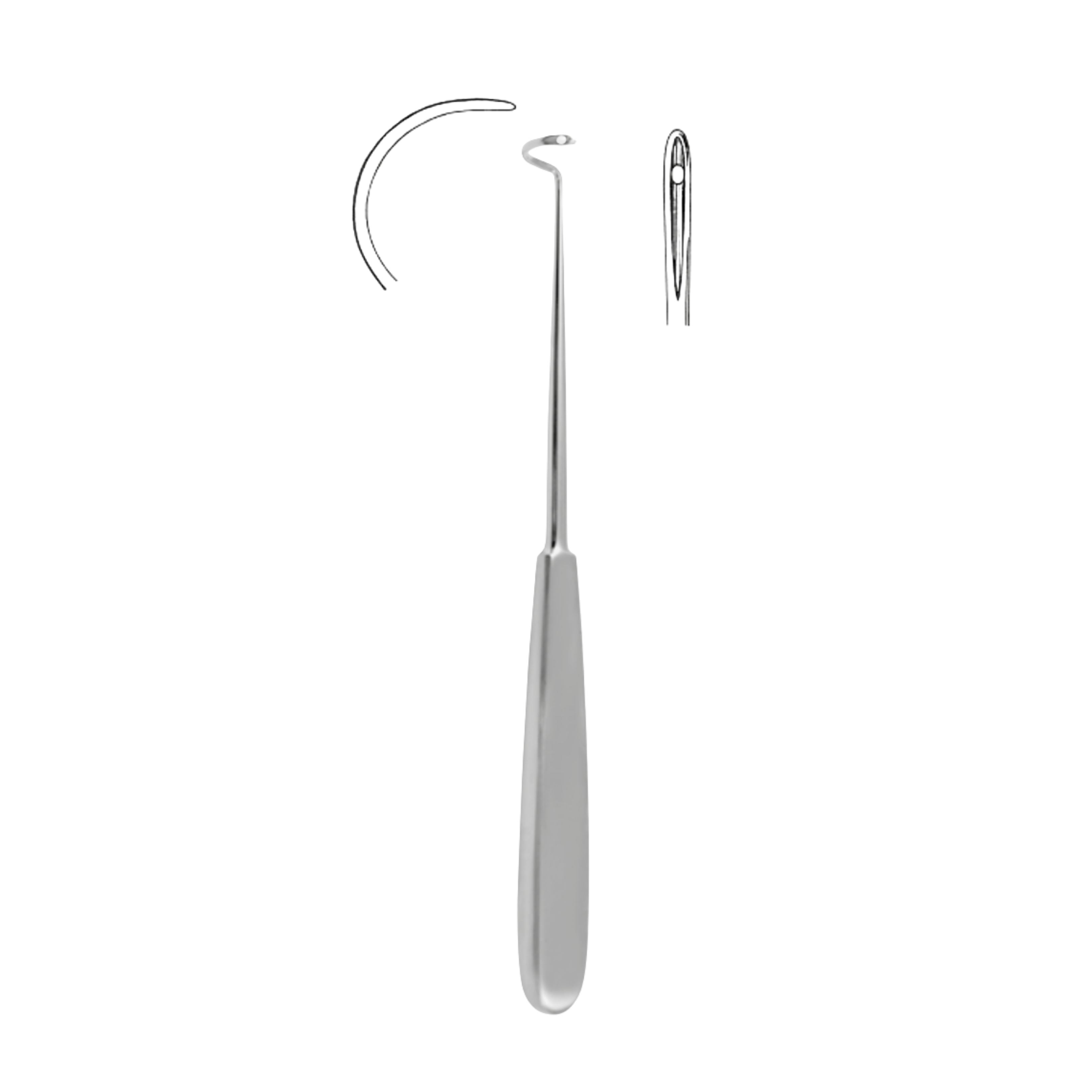 Deschamps Ligature Needle, Right Hand, Blunt, 24.0 cm (32-020-24RB)