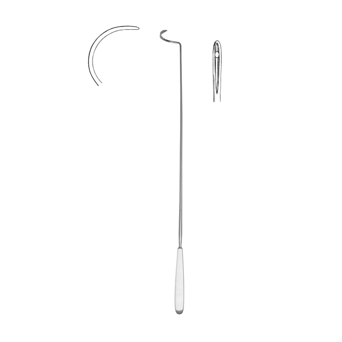 Deschamps Ligature Needle, Right Hand, Blunt, 45.0 cm (32-020-45RB)