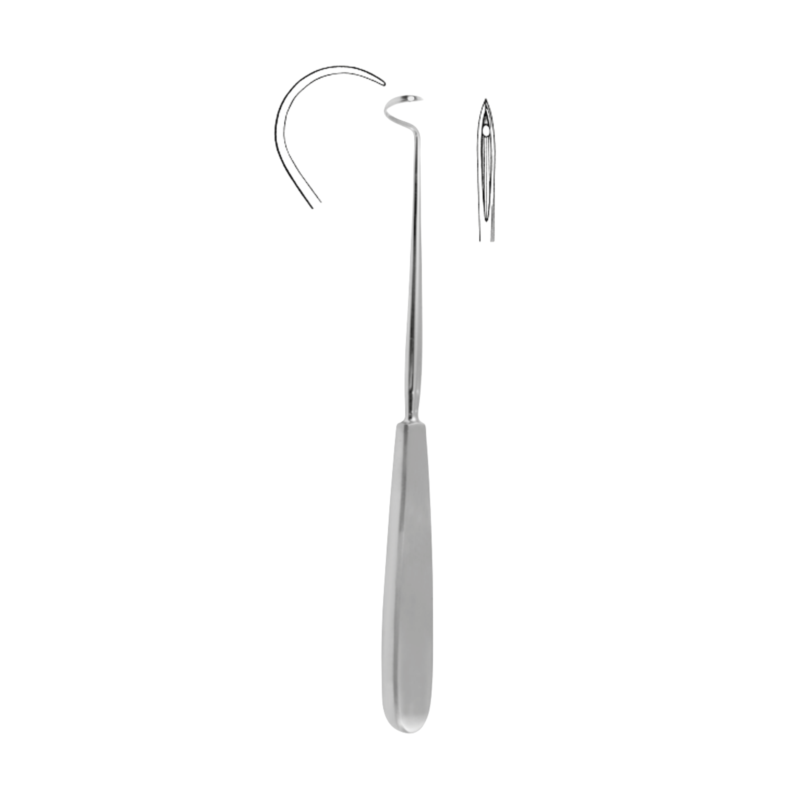 Deschamps Ligature Needle, Right Hand, Sharp, 24.0 cm (32-020-24RS)