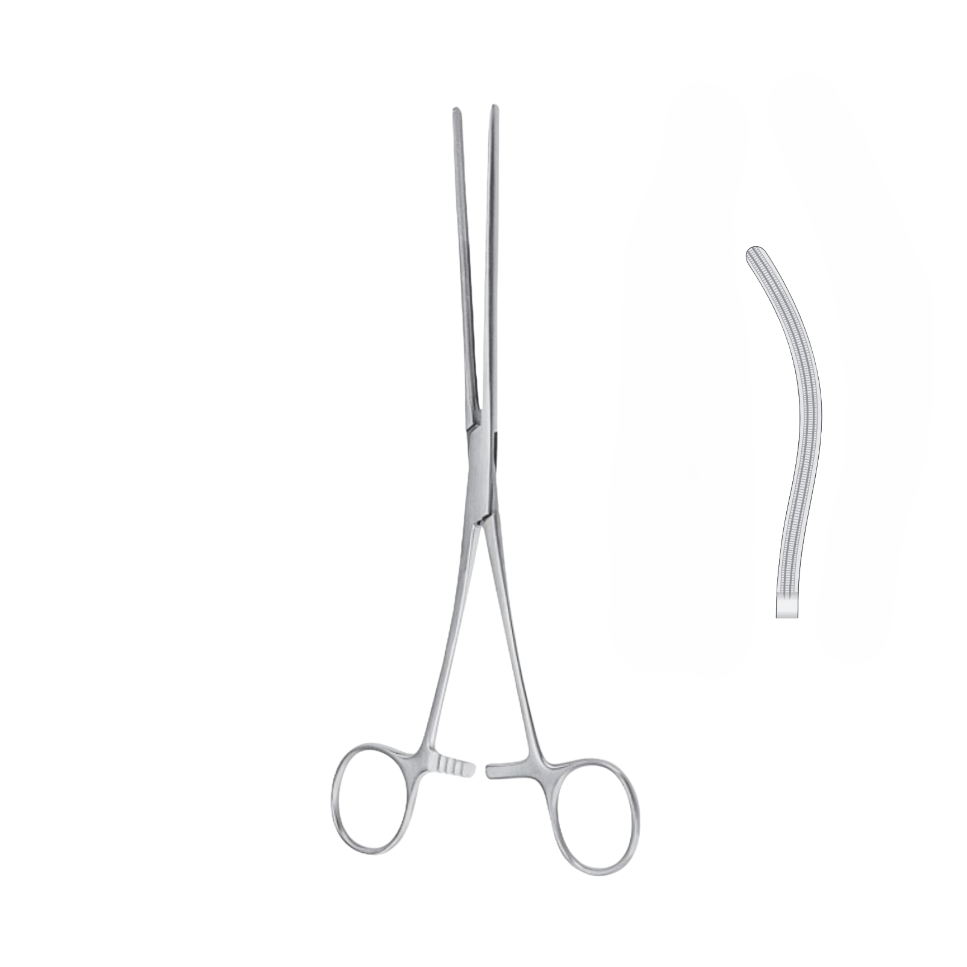 Kocher Intestinal Forceps, Atraumatic, Curved, 22.0 cm (07-021-22)