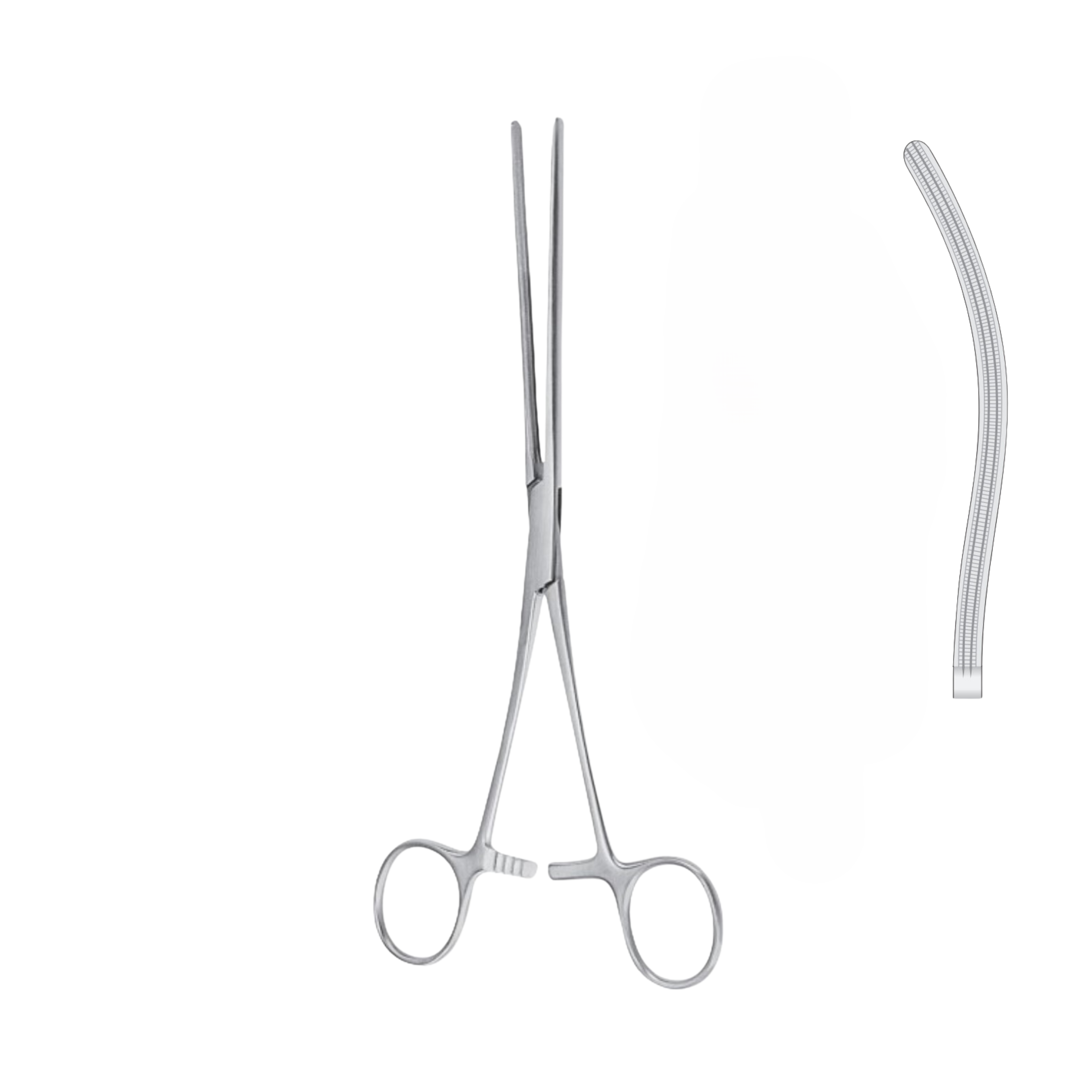 Kocher Intestinal Forceps, Atraumatic, Curved, 25.0 cm (07-021-25)