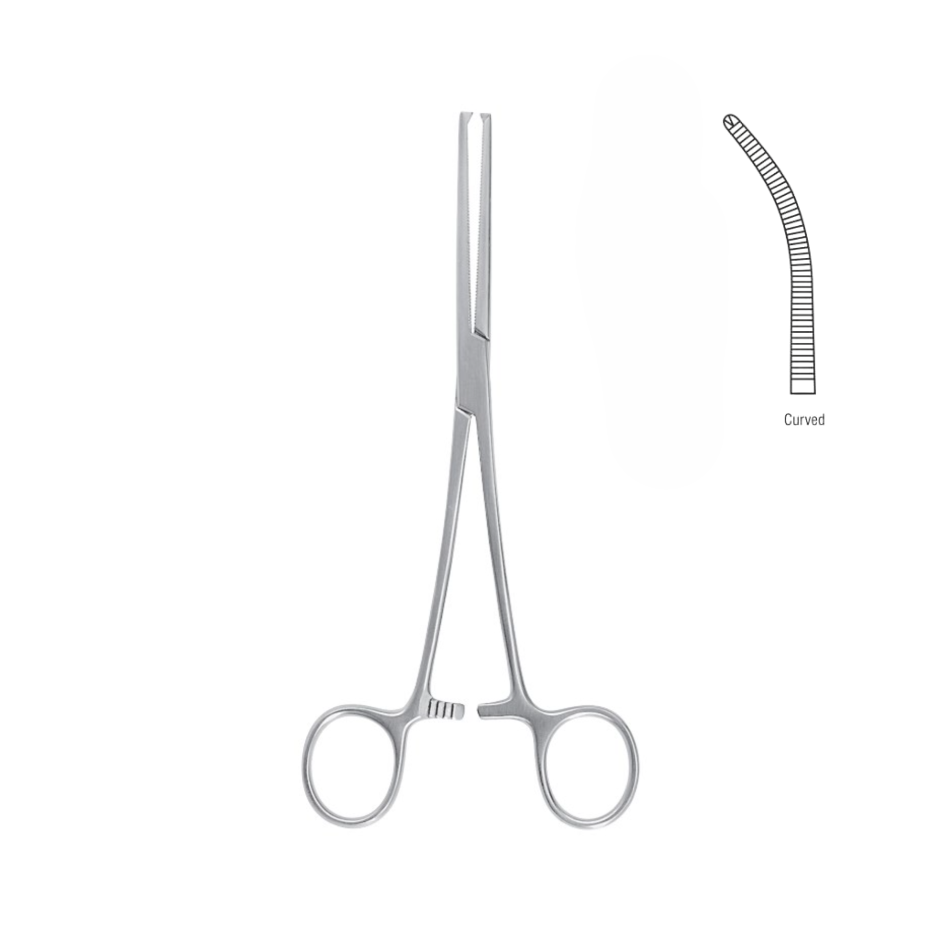 Kocher-Ochsner 1x2 Teeth Forceps, Curved, 20.0 cm (05-111-20)