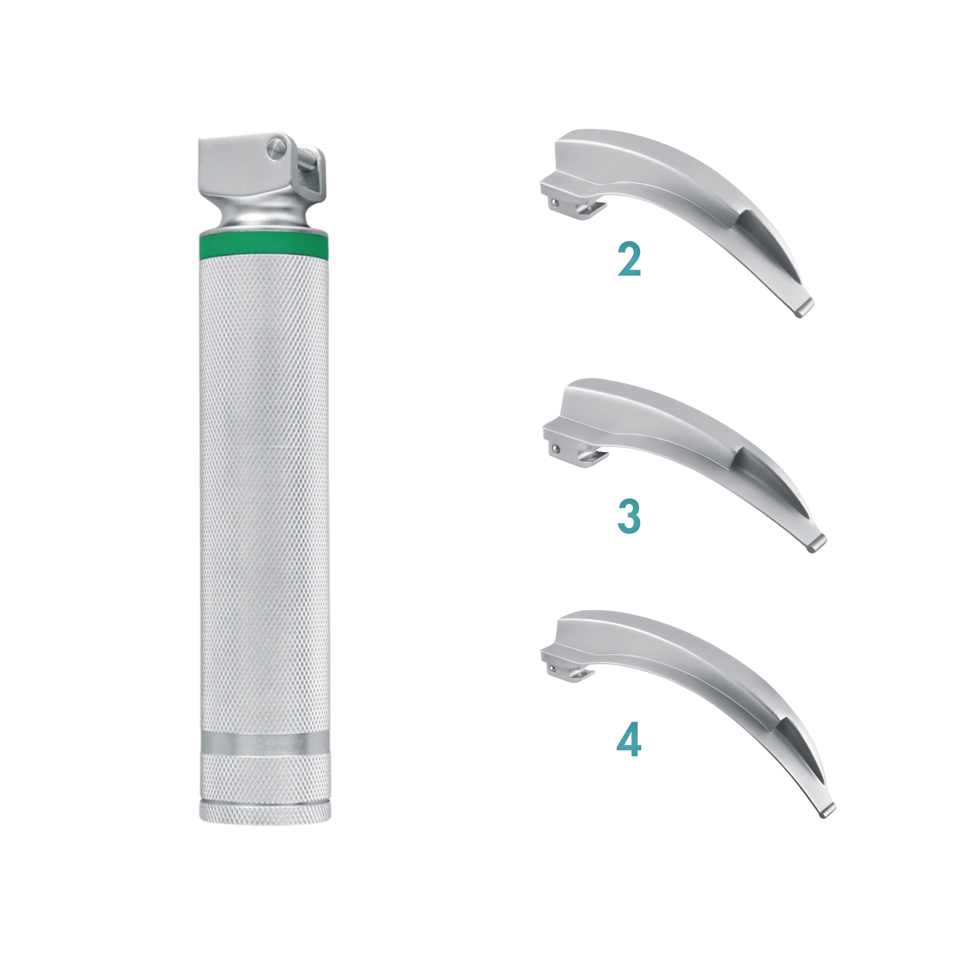 Macintosh Laryngoscope Blade, Fiber Optic, Set of 3 (Blade Sizes 2, 3 & 4) (20-110-03F)