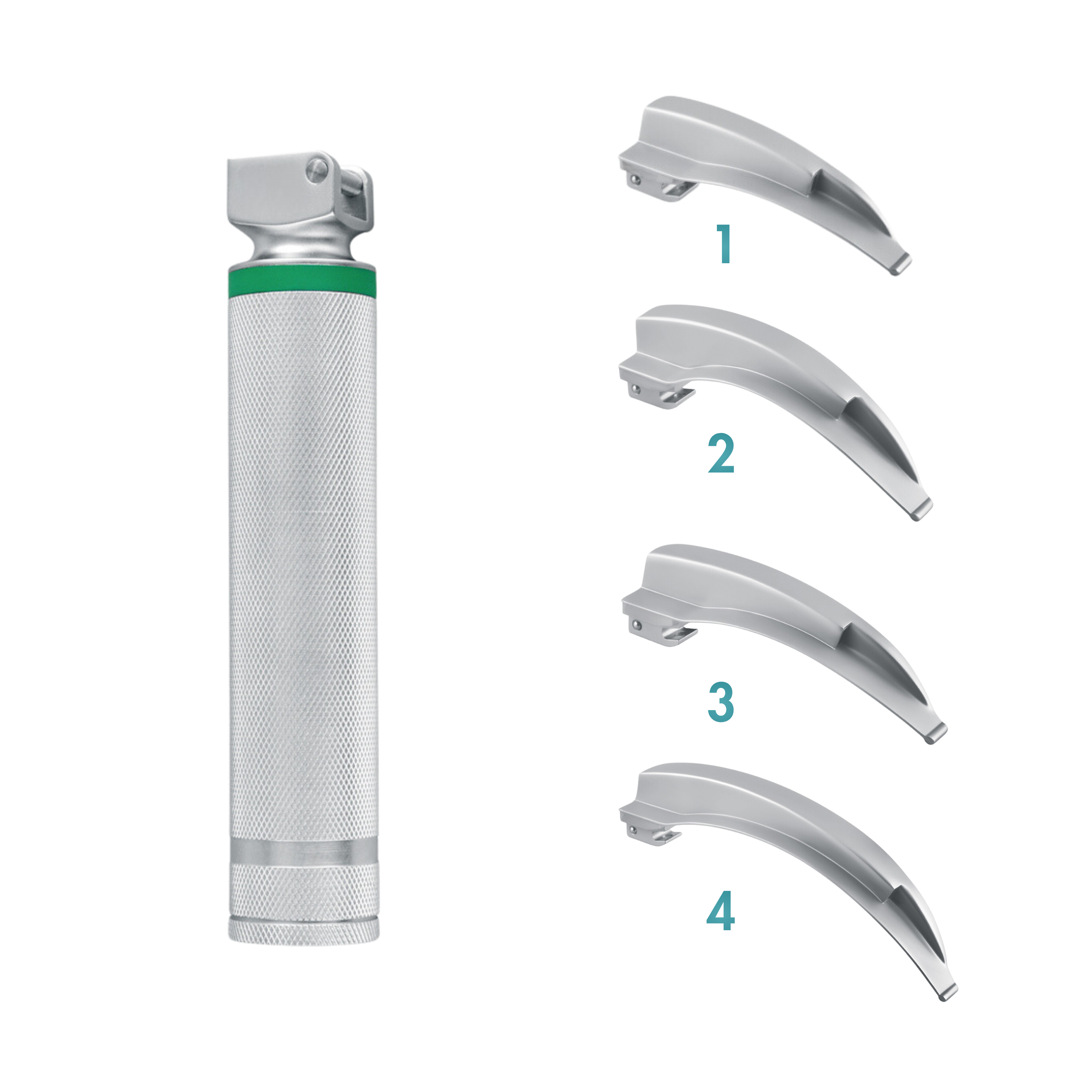 Macintosh Laryngoscope Blade, Fiber Optic, Set of 4 (Blade Sizes 1, 2, 3 & 4) (20-110-04F)