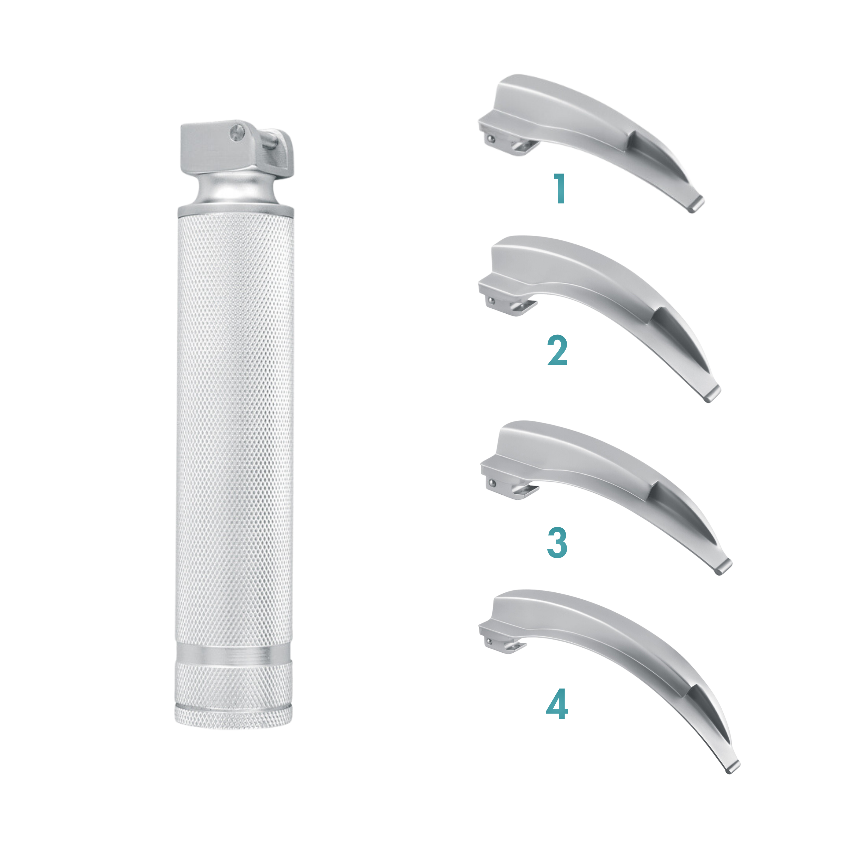 Macintosh Laryngoscope Blade, Standard, Set of 4 (Blade Sizes 1, 2, 3 & 4) (20-110-04)