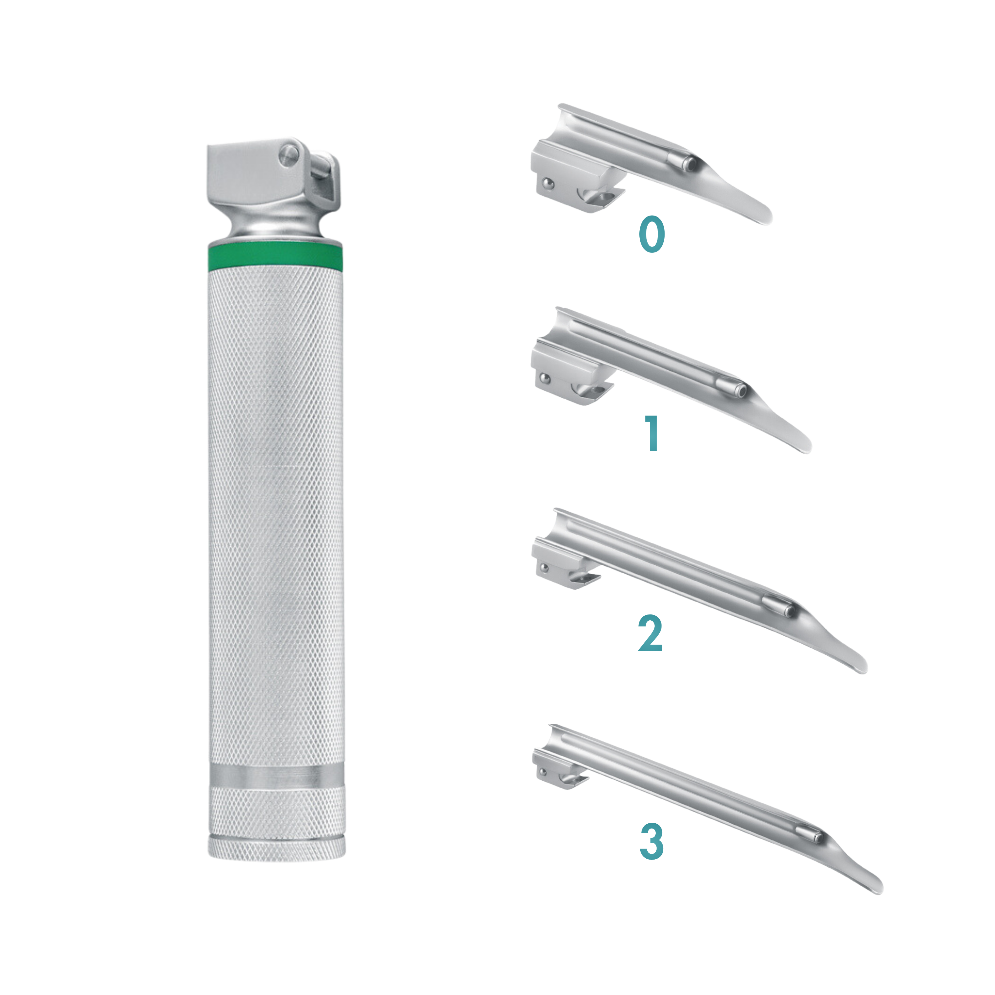 Miller Laryngoscope Blade, Fiber Optic, Set of 4 (Blade Sizes 0, 1, 2 & 3) (20-100-04F)