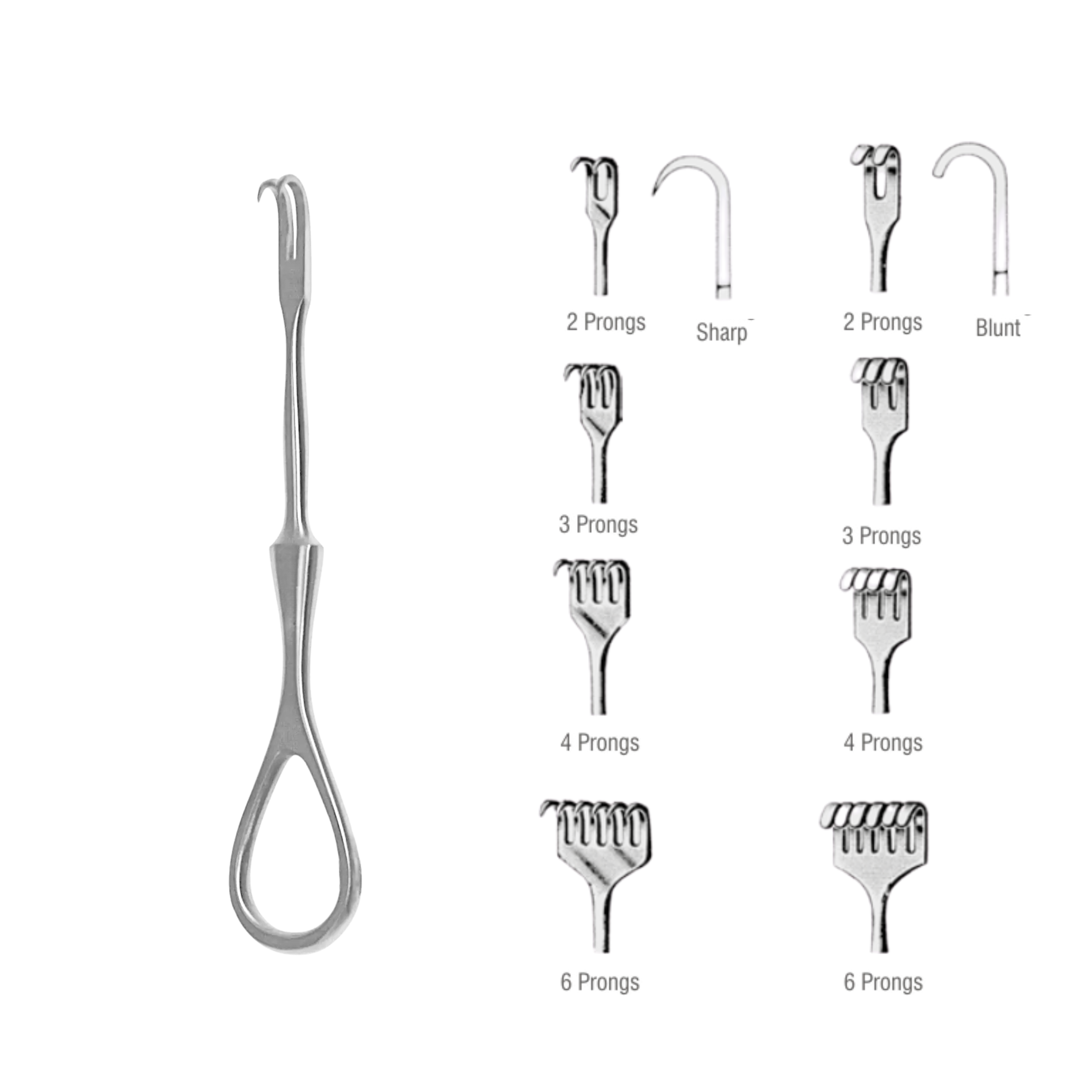 Volkmann Finger Retractor, 2 Prongs, Blunt, 10.5 cm (19-016-02B)
