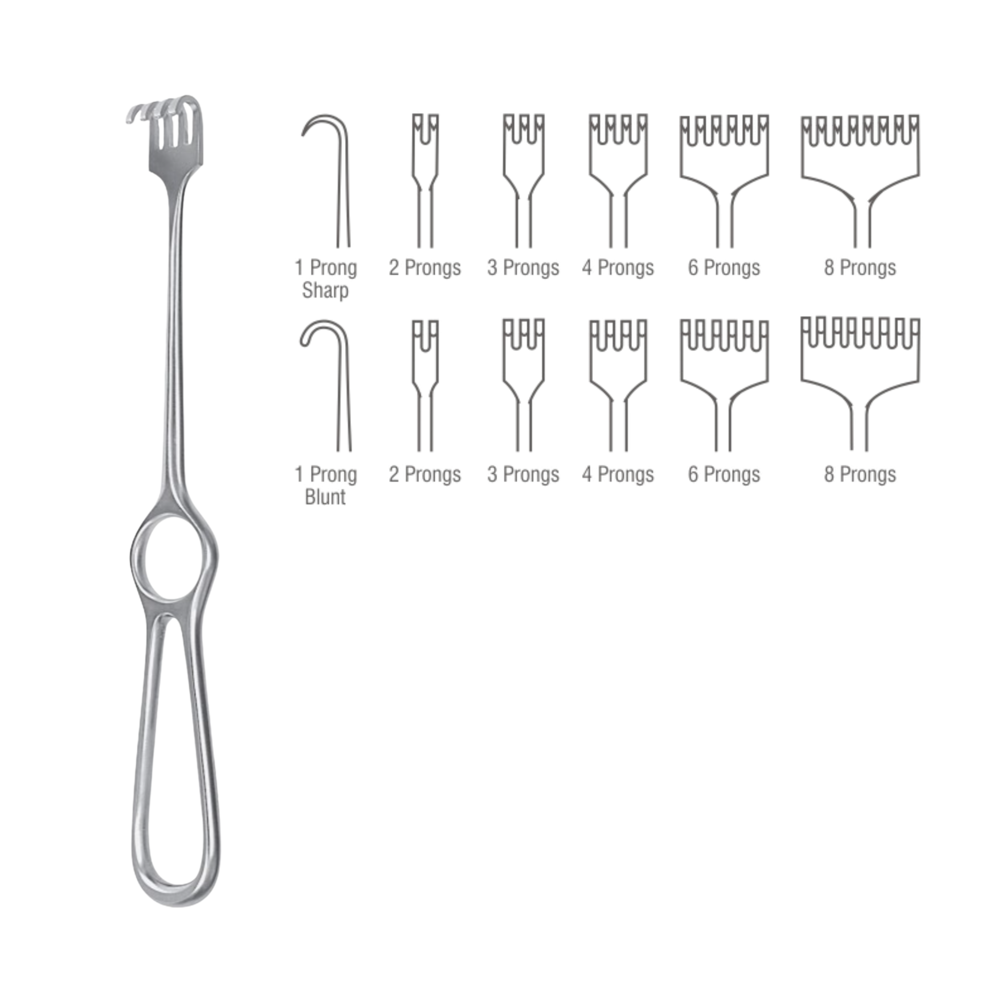Volkmann Retractor, 6 Prongs, Blunt, 22.0 cm (19-015-06B)